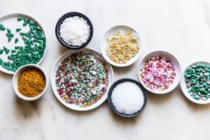 Bowls of colorful sprinkles.