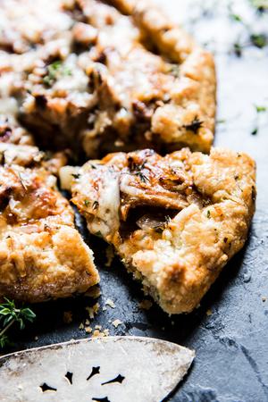 Wild Mushroom Galette With Herb Crust with a slice removed