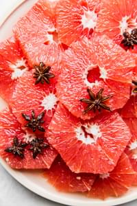 star anise-grapefruit salad on a plate