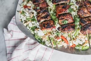 Asian Chopped Salad with Hoisin Marinated Pork Kabab