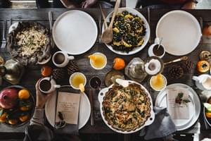 a winter or fall brunch table setting