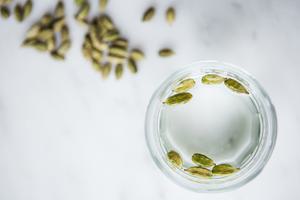 Cardamom pods in Gin in a jar