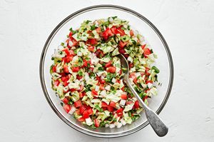 a bowl of fresh homemade pico de gallo