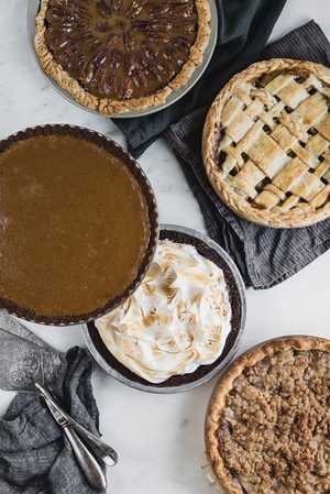 Pie Round Up pecan pie, apple pie, pumpkin pie