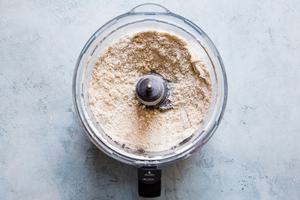 flour, butter, shortening, and salt blended together in a food processor