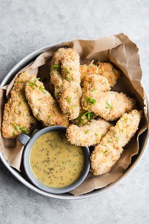 Healthy Baked Chicken Tenders with Honey Mustard Sauce