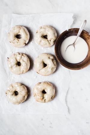 Irish Apple Cake Donuts with Whiskey Glaze