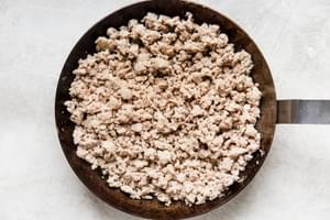 ground chicken cooked in a sauté pan