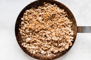 Larb Lettuce Cup filling in a pan