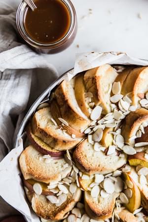 Almond Peach Bread Pudding
