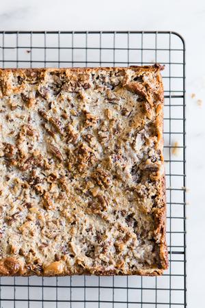 Coconut Pecan Caramel Bars fresh out of the oven