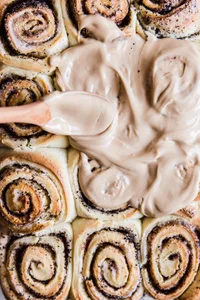 Coffee cinnamon rolls with maple cream cheese frosting