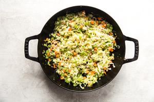 leeks carrots and celery for curry lamb pot pie