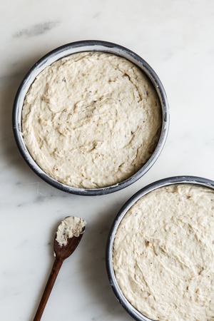 raw banana cake in 2 9 inch baking pan