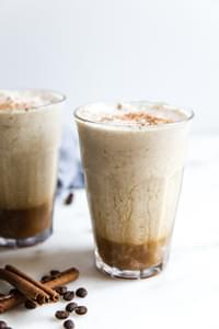 2 iced bullet proof coffees in glasses with cinnamon