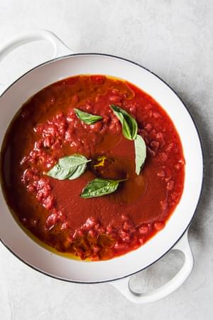 homemade tomato sauce in a pan