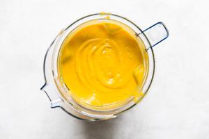 blended up Roasted Butternut Squash Soup With Apples in the base of a vitamix blender