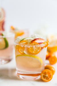 Rosé sangria in a salt-rim glass