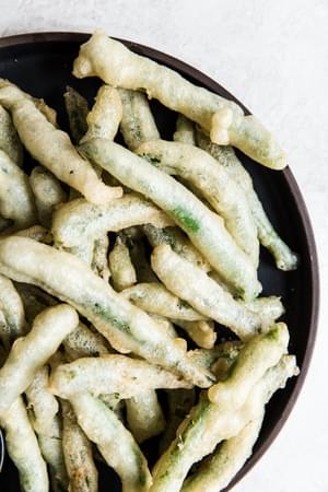 Tempura Green Beans on a plate