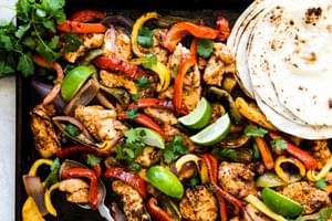 Sheet Pan Chicken Fajita with tortillas