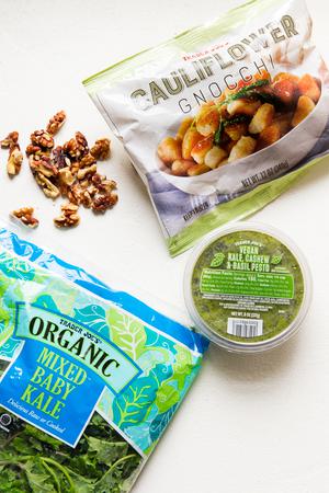 ingredients for vegan cauliflower gnocchi with kale cashew pesto