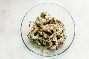 chimichurri marinated shrimp in a bowl