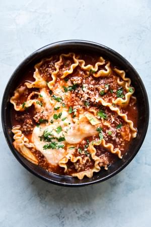 lasagna soup in a bowl