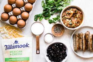 ingredients laid out for mexican style egg muffins