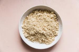 butter, brown sugar, flour, oats and salt in a bowl for berry crisp topping