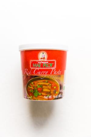 a tub if Mae Ploy brand red curry paste