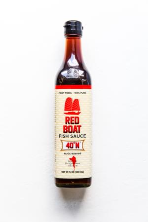 A bottle of Red Boat Fish Sauce