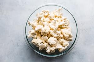 raw cauliflower florets in a bowl