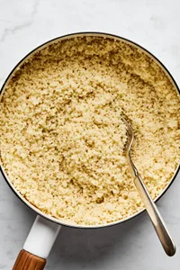 A beautifully cooked pot of perfect couscous, light and fluffy.