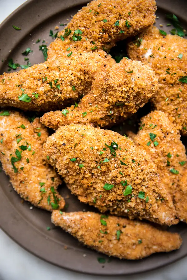 homemade shake and bake chicken on a serving platter