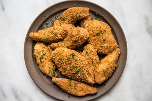 homemade shake and bake chicken on a plate