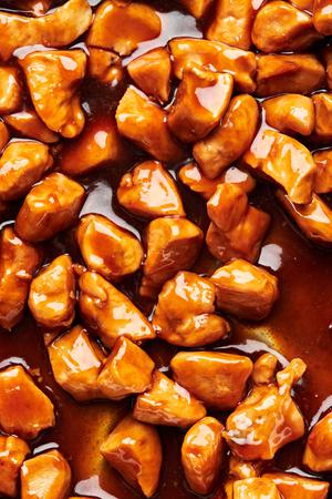 teriyaki chicken in a skillet made with cornstarch, brown sugar, soy sauce, honey, ginger and garlic powder
