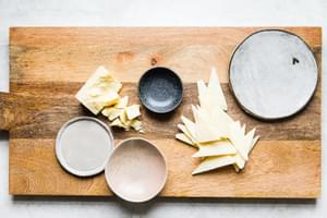 Maker’s Reserve aged cheddar on a cutting board