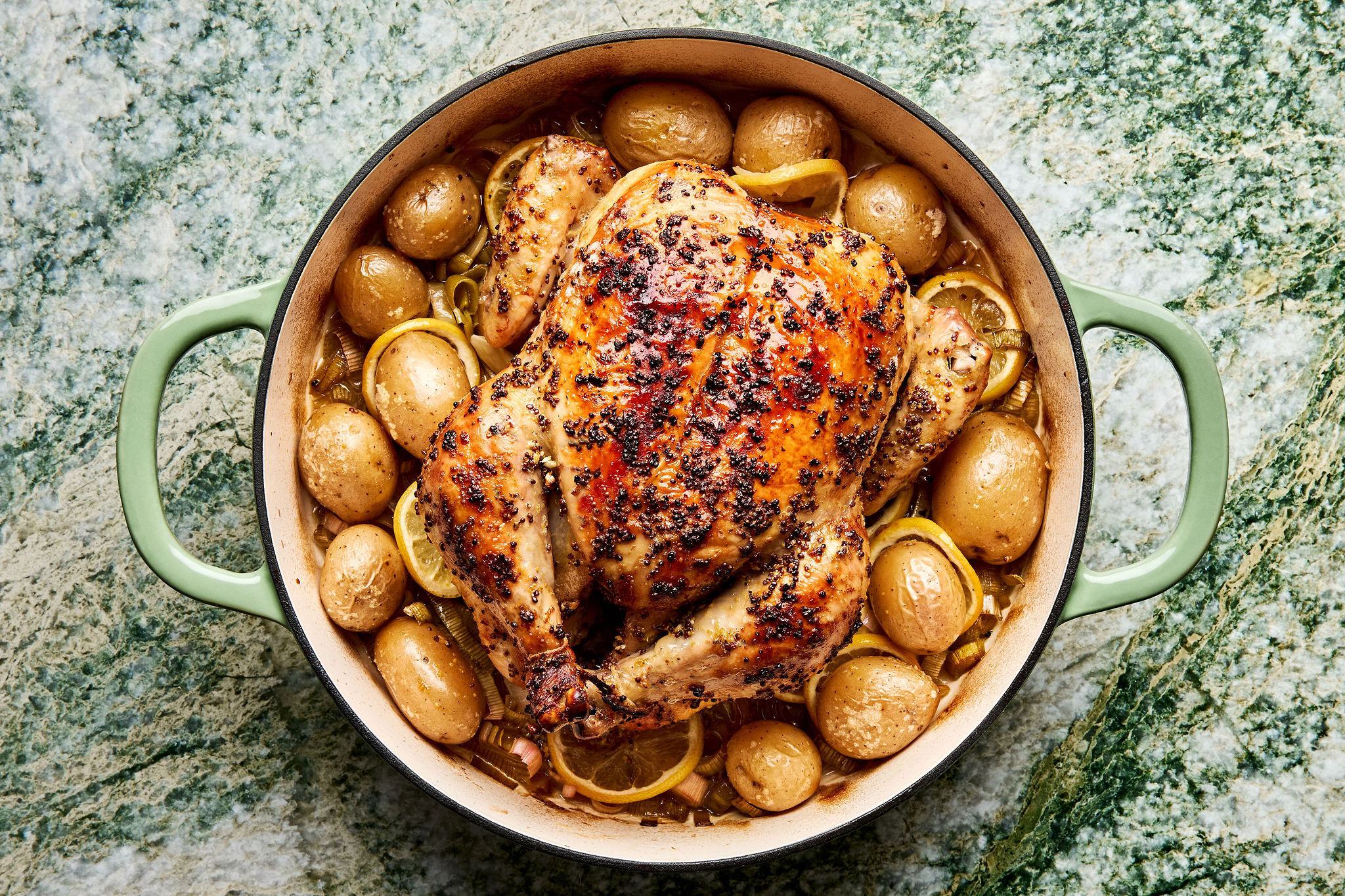 All Def Roat Whole Roast Chicken With Potatoes and Leeks | The Modern Proper