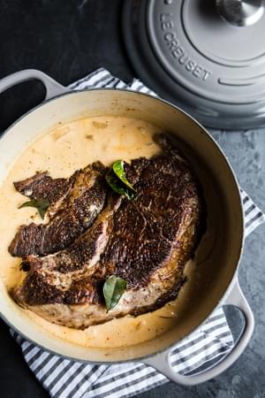 best whole30 recipe Roast Beef simmered in a red curry Sauce in a pot