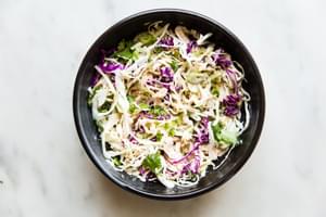 bowl of spicy cajun slaw for crispy fish tacos