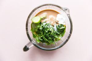 salad dressing ingredients in a small glass jar