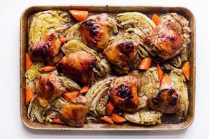Five Spice Sheet Pan Dinner With Cabbage And Carrots