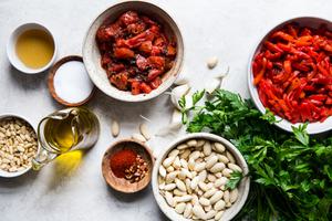 ingredients for homemade romesco sauce
