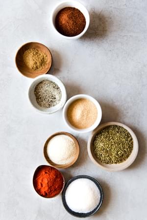 Homemade Taco Seasoning spices laid out in bowls