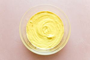cream cheese, mayo and heavy cream, curry powder, salt and bouillon in a bowl