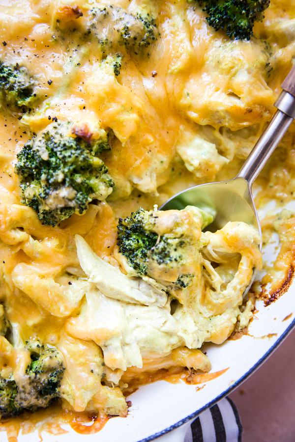 Low carb Chicken divan with broccoli and cheese