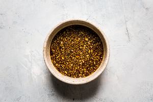 teriyaki sauce with sesame seeds in a bowl