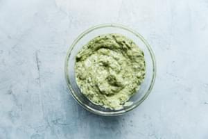 pesto mayonnaise in a small bowl