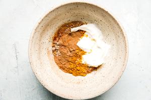 yogurt, tumeric, cinnamon and cardamom for shawarma marinade