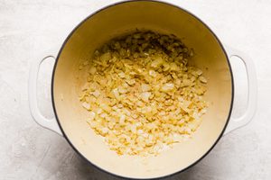 minced garlic and diced onion sautéed in a pot